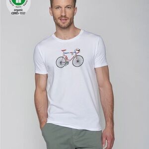 Organic cotton Men's White Bicycle Graphic Tee